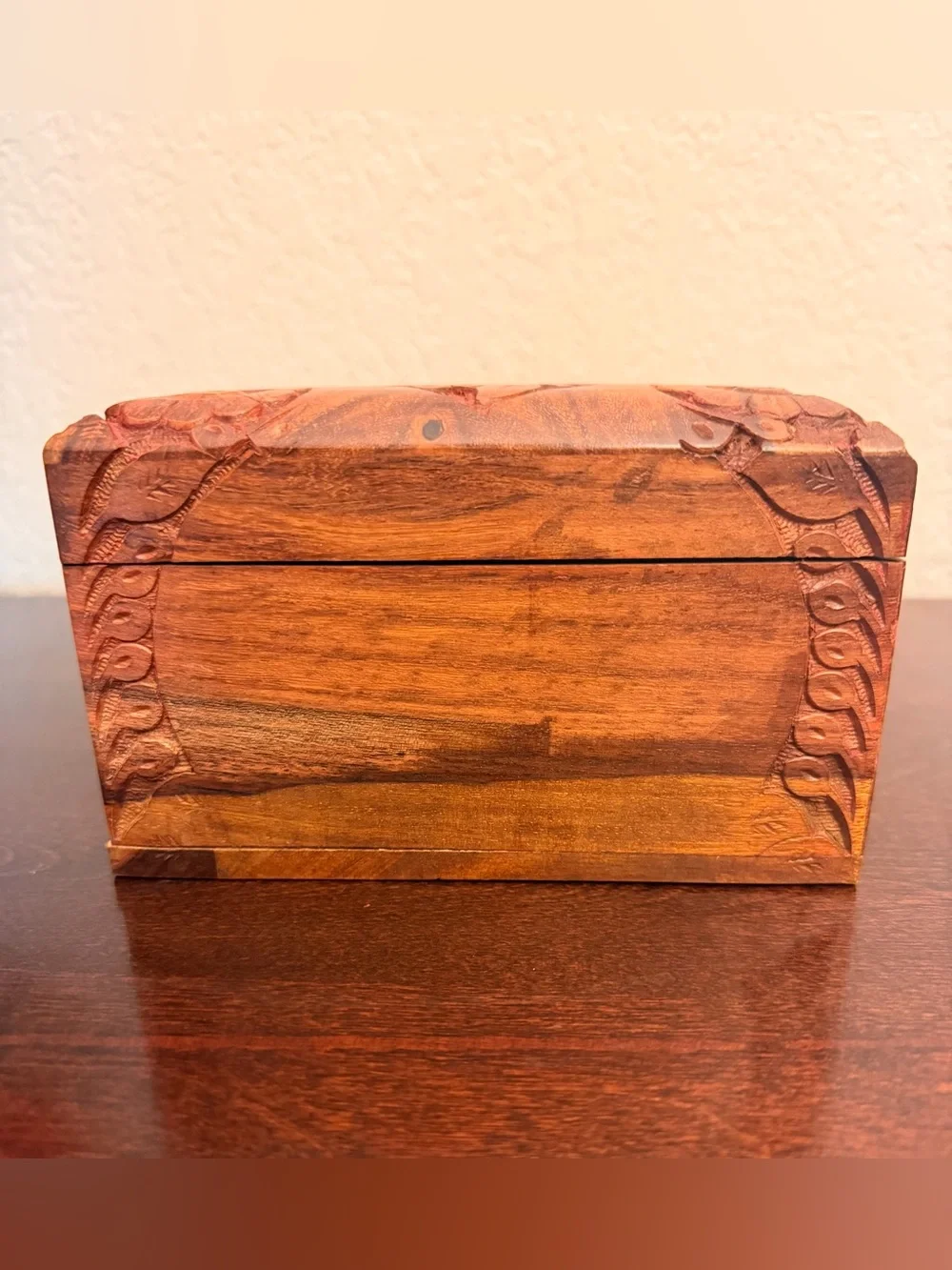 Vintage Handcrafted Rosewood Jewelry Keepsake Box Removable Tray Brass Latch